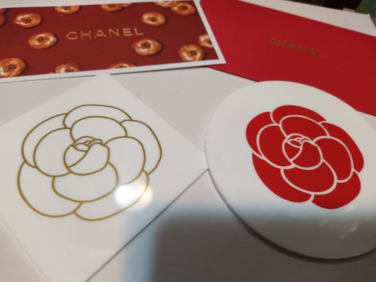 Chanel Camellia Acrylic Coasters set of 2pcs