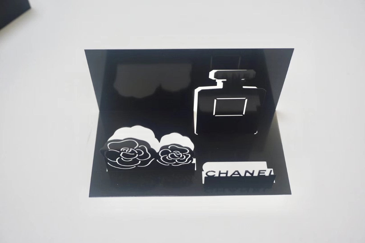 Chanel camellia name Card Holder Desktop Metal stand