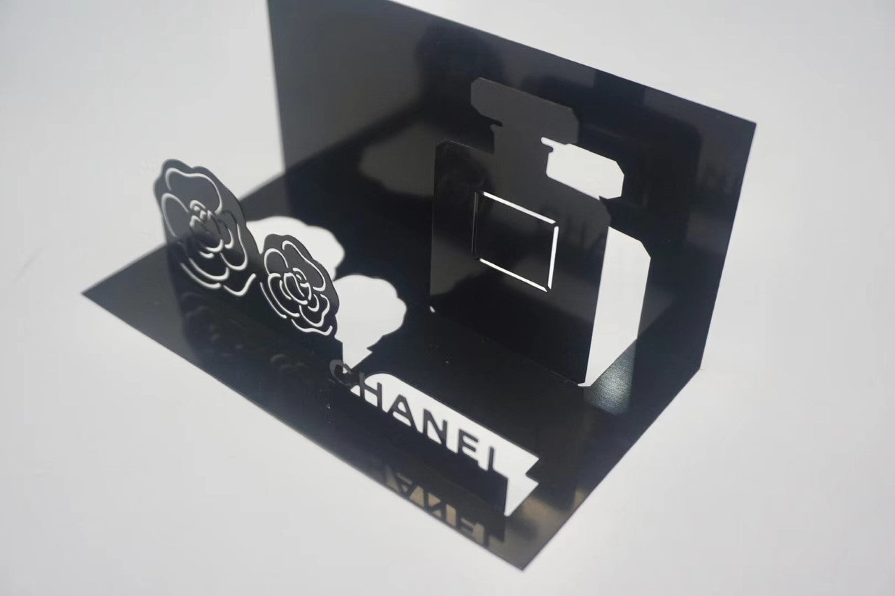 Chanel camellia name Card Holder Desktop Metal stand