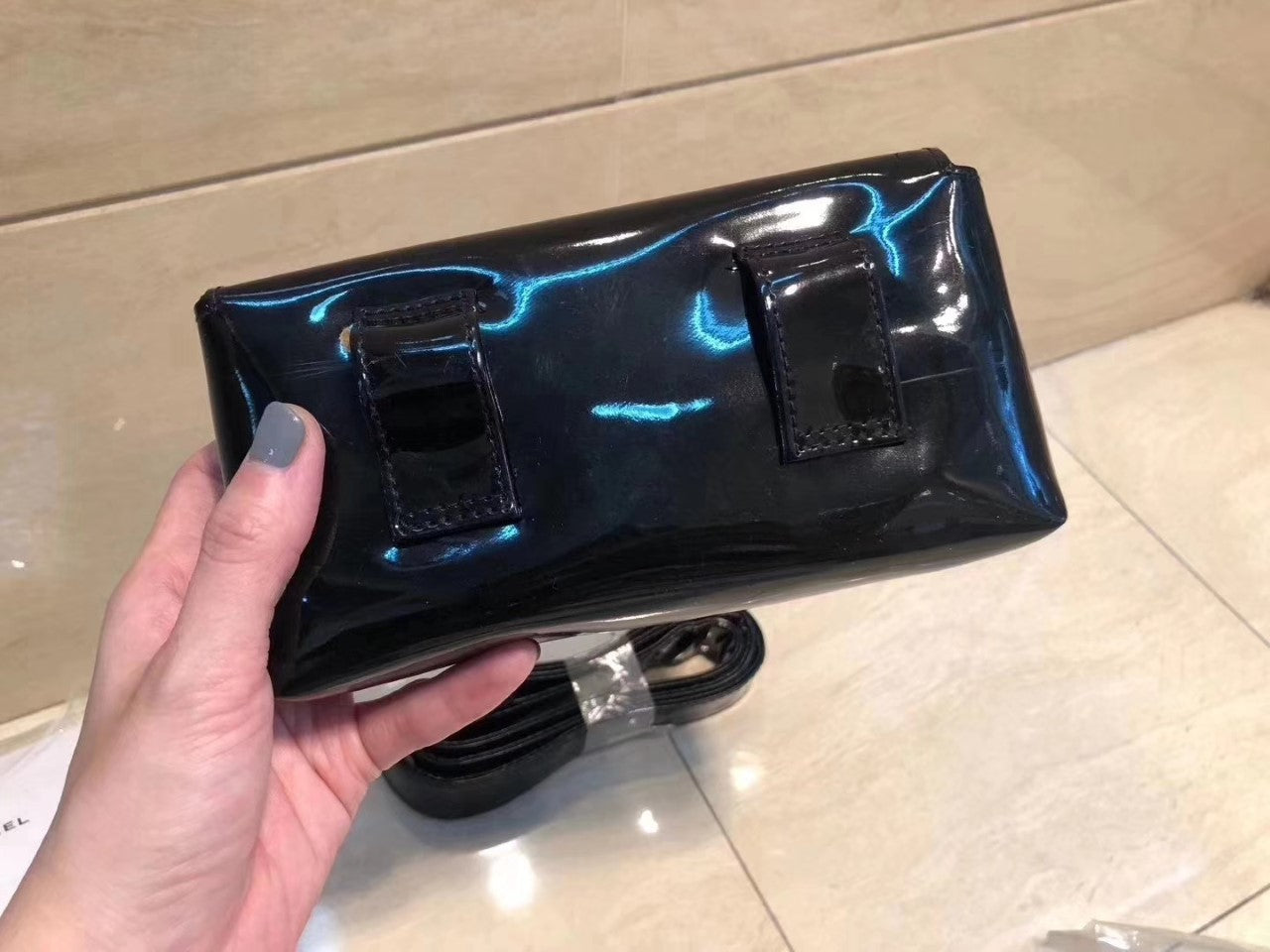 Chanel Uniform Black Patent Waist belt bag Out of Print
