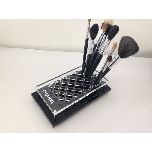 Chanel black acrylic makeup tools holder tray